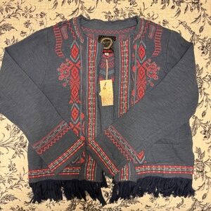 JOHNNY WAS JWLA Biya Workshop Yatzil Fringe Embroidered Jacket XL NWT